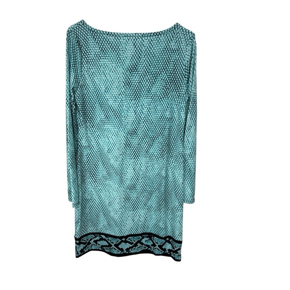 Michael Michael Kors Teal Snake Print Long Sleeve Dress Medium - Picture 2 of 6